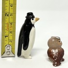Hagen-renaker Papa Penguin Top Hat Baby Owl Lot Miniature Ceramic Bird Figurine