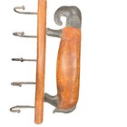 Vintage Hand Carved Wood Elephant Wall Mount Coat Rack With Metal Hooks