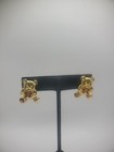 Vintage Avon Earrings Pierced Post Teddy Bear Two Piece Gold Tone Red Accents