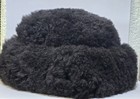 Vintage Black Genuine Shearling Sheepskin Cossack Winter Hat 23-24 