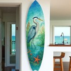 Egret Surfboard Wall Art  Coastal Bird Decor  Pvc Indoor Outdoor  3 - 5 Feet