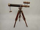Double Barrel Victorian London  1915  14  Brass Telescope On Tripod Stand Antiqu