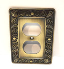 Lot Of 2 Liberty Hardware Metal Co  Antiqued Brass Metal Outlet Cover Paisley