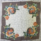 Vintage Lady   s 10    Rainbow Rose Sheer Handkerchief Floral Hanky Mid Century