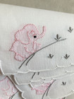 Vintage Cocktail Napkins Pink Elephants Madeira Embroidered Applique Set 8
