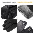 Qof Winter Genuine Leather Gloves For Men  Cashmere Warm Lined X-large  Black