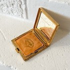 Vintage Genuine Mother Of Pearl Makeup Powder Compact W  Mirror Gold Tone Rare