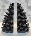 2 Bookends Creative Co-op Pinecone Shape Heavy Resin Bronze Finish Nature Forest