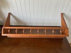 Vintage Wooden Wall Shelf With Spindle Gallery And Hooks