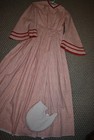 Civil War Victorian Pioneer Cotton Day Dress Handmade Red Mini Wpagoda Sleeve- M