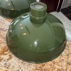 3 Vintage 18   Green Porcelain Enamel Gas Station barn Shades globes