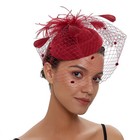 Women s Felt Fascinator Hat With Veil  Plush Dot Decor  Hair Clip For Wedding Or