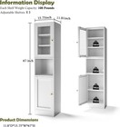 67  Metal Narrow Storage Cabinet Metal Bathroom Cabinet With 2 Glass Doors White