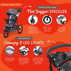 Baby Trend Expedition Zero Flat Jogger Stroller W canopy   Led Lights  Dash Grey