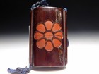 Shishi Foo Dog Boxwood Netsuke With Lacquered Double Inro  Edo Original Antique