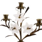 Antique French White Lily Case Glass And Metal Candle Holder