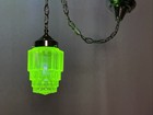 Ug Uranium Vaseline Glass Skyscraper Art Deco Ceiling Light Swag Pendant   Flush