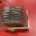 Vintage Lucite Acrylic 6 Coaster Set Cork Inserts   Holder Mid Century Modern 