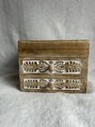Carved Wood Floral Pattern Jewelry Trinket Makeup Box With Mirror And Drawer