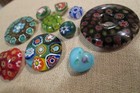 Vintage Lot 10 Venetian Murano Millefiori Multicolor Round Glass Beads Variation