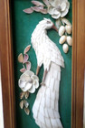 Vtg Capiz Sea Shell Exotic Bird floral Art