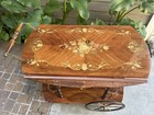 Italian Vintage Bar Cart Inlaid Marquetry  Hollywood Regency Tea Or Bar Cart