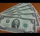    lucky New Uncirculated Two Dollar Bill Crisp  2 Sequential Note Lot 1976 - 2017