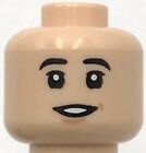 Lego New Light Nougat Minifigure Head Dual Sided Black Eyebrows Nougat Chin Part