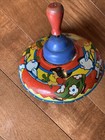Vintage Metal Tin Toy Spin Top Donkey -theme - 9  Tall Works