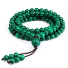 Prayer Beads Bracelet Men 108mala Tibetan Buddhist 6mm Malachite  Stone Necklace
