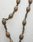 Vintage Catholic Rosary Light Wood Beads Beautiful Crucifix 23  Long Italy-brc