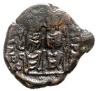 Emperor Justin Ii And Sophia Ancient Bronze 20 Nummi Coin Byzantine Roman Empire