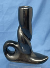 Black On Black Santa Clara Pueblo Pottery Candlestick Signed Pablita Chavarria