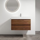36  Wooden Bathroom Vanity Wall Mounted Cabinet With Resin Sink  2 Drawers Brown