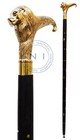 Solid Lion Head Vintage Brass Designer Wooden Walking Stick Cane Antique Gift 