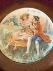 Vintage Footed Wood Musical Powder Puff Box