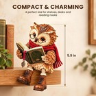 Reading Owl Figurine With Book  Glasses And Dangling Legs Shelf Decor  red 