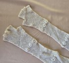 Victorian 19th C Irish Crochet Lace Fingerless Long Gloves Mitts