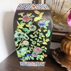 Pair Of Vintage Famille Noire Ginger Jars With Lids   Chinoiserie Temple Jars