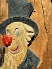 Vintage Primitive Hand Carved Wood Clown Wall Art Folk Art Hobo Rustic Carving