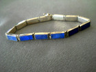 Southwestern Style Lapis Lazuli 980 Sterling Silver    Panel Bracelet 7 4  12g