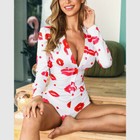 Romper Shorts Women s Jumpsuit Leotard V Neck Long Sleeve Bodysuit Bodycon