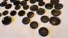 Vintage Lot Various Black Flat Back Plastic Buttons 7 8  - 1 1 4  2   4 Hole