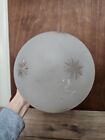 Vtg Frosted Atomic Globe Ceiling Light Glass Shade Clear Starburst 3 75  Fitting
