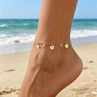 Dainty Copper Flower Pearl Anklet Womens Beach Ankle Bracelet Gift Jewelry
