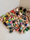 Vintage Wooden Spools Of Thread Lot Of 120  0ver 75 With Thread Sewing Crafts