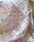 Shabby Rose Rag Quilt New Handmade White Pink Baby Crib  Travel  Nap  Lap  Throw