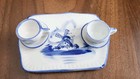 Vintage Porcelain Delft Miniature Tea Cup Set Windmill 5 Pieces Hand Painted