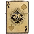 Zippo Windproof Pocket Lighter Ace Of Skulls Design Tumbled Brass Metal 46388