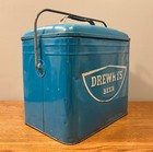 Vintage Drewry s Beer Cooler -  Blue   White Metal Ice Cooler W  Lid   Handle